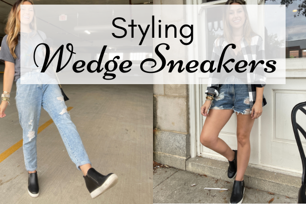 Styling wedge sneakers photo with text over lay